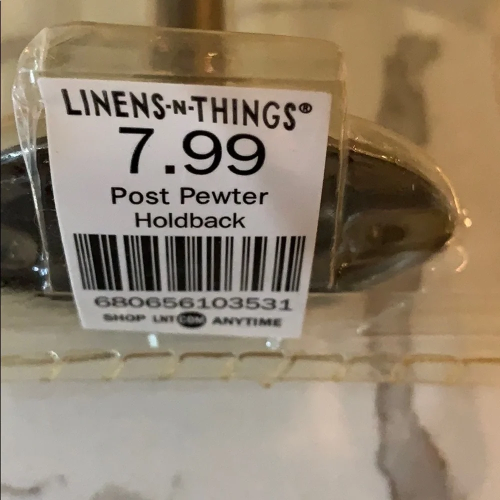 NIB set of 2 drapery holdbacks in pewter